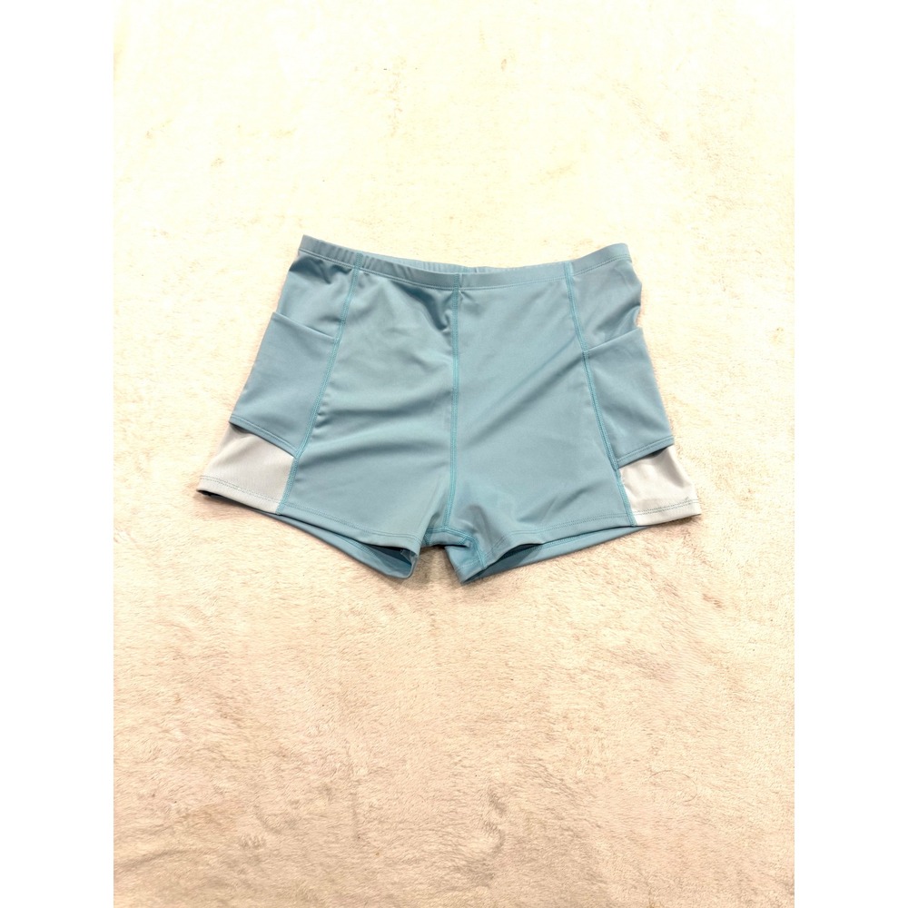 Attarco Womens Light Blue Swim Shorts Side Pockets Mesh Panel Size L ZFBC01070
